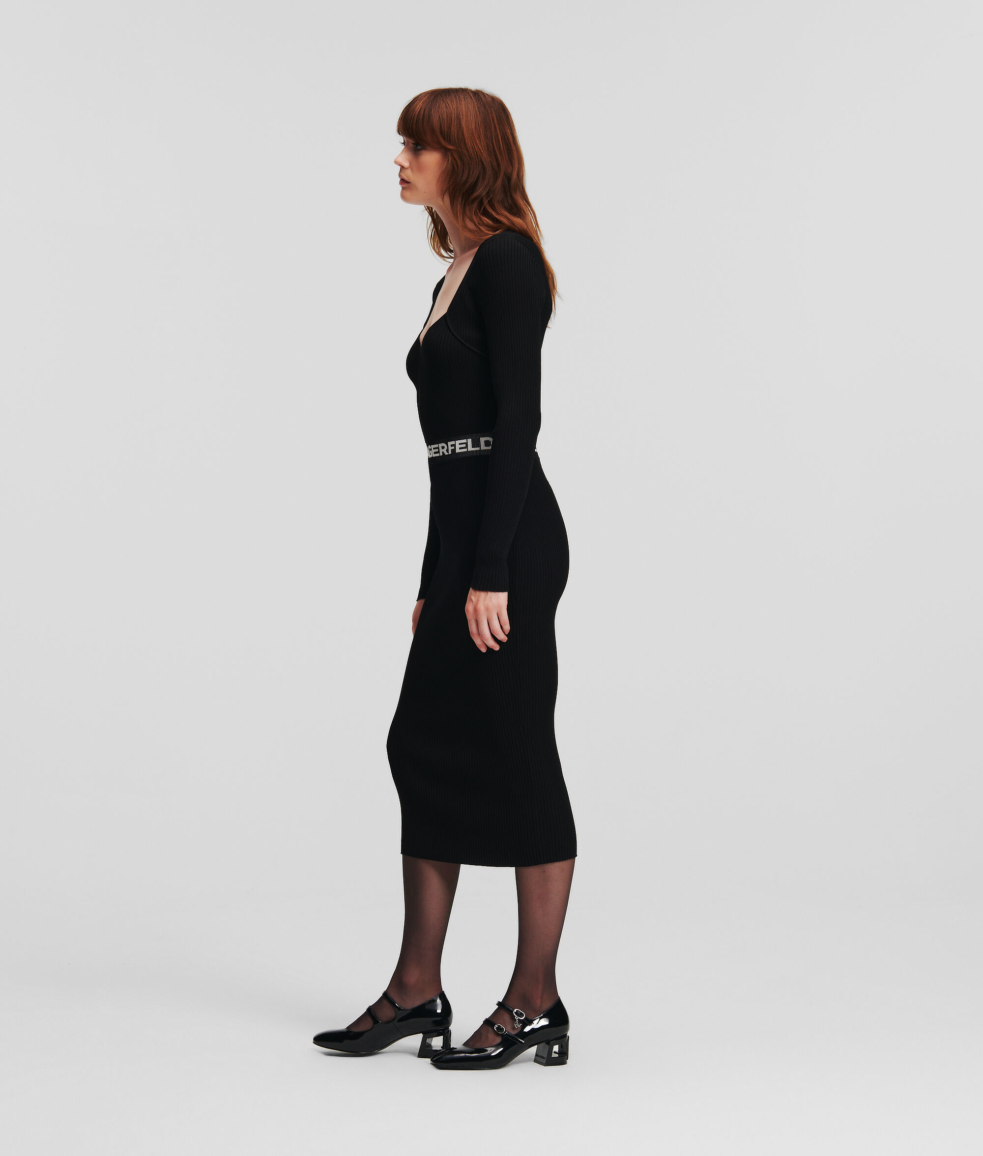 (image for) Luxurious LONG-SLEEVED KARL LOGO KNIT DRESS